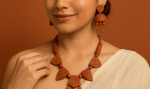 Woman weared terracotta jewellery jumka and necklace